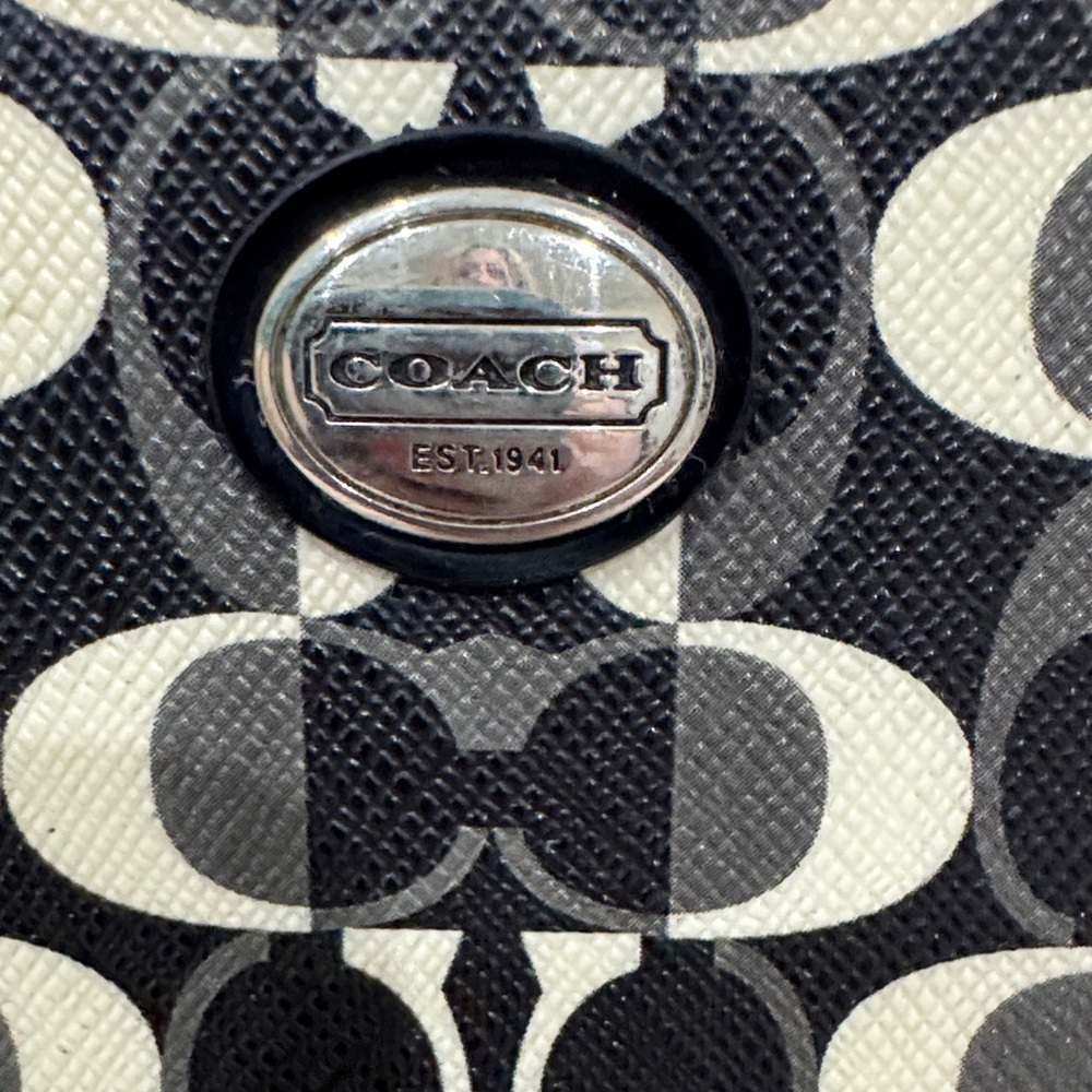 Coach Dream C Black and Cream Signature Zip Wallet, Crossbody and Satin Dust Bag - Picture 3 of 16